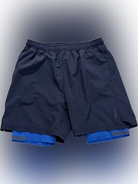 Skora Running Shorts Mens M 2 in 1 Lined Quick Dry Athletic Gym Blue